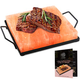 UMAID salt block on steel tray provides stable support for grilling
