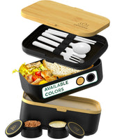 Umami bento box with all-in-one set and four utensils for convenient meals.