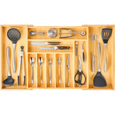 Umilife expandable drawer organizer overview shows versatile fit for large drawers