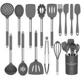 Umite Chef 15pc utensil set with slotted turner for draining and flipping safely