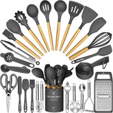 Umite Chef 34pcs utensils set with holder keeps tools organized for quick cooking