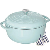 Umite Chef 6QT blue-lid Dutch oven with even heating and moisture retention.