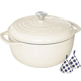 Umite Chef 6qt Dutch Oven with cream lid on; moisture lock for tender braises.