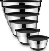 Umite Chef mixing bowls with nesting design, perfect for compact storage during meal prep.