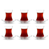 ums Turkish Tea Glass Set with slim waist design shows elegant tulip shape and lasting warmth