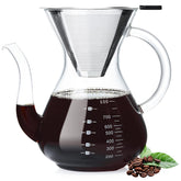 Unbreakable pour-over with double filter for a rich brew in 34oz capacity