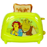 Uncanny Brands Shrek toaster shown with face toast on bread for playful mornings