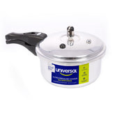 Universal pressure cooker exterior view showing durable aluminum construction.