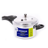 Universal Ultra Pressure Cooker exterior shows durable aluminum and ergonomic design for daily use