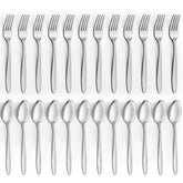 Unokit forks and spoons 24pcs set, durable daily-use flatware for home dining