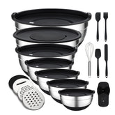 Unokit mixing bowls base view showing non-slip stability for safe prep.