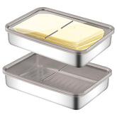 UNVSTIAR 2Pcs Bacon Container with airtight lid preserves sliced meat freshness.