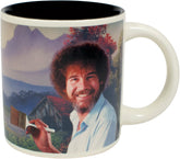 The Unemployed Philosophers Guild Bob Ross mug in cold state invites calm and creativity.