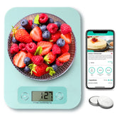 URAMAZ smart food scale dashboard setup shows quick app syncing.