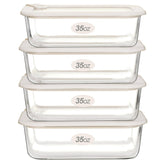 Urban Green rectangle glass container showing 35oz capacity for organized meal prep