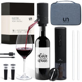 Urban Noon rechargeable wine opener in travel case with matte black finish.