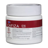 Urnex Cafiza espresso cleaning tablets in a jar, ideal for professional cleaning.