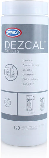 Urnex Dezcal descaling tablets boxed for universal compatibility with many machines