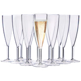 US Acrylic champagne flute set 12 clear, elegant plastic stems for brunch or parties