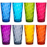US Acrylic Optix 20oz glasses in rainbow colors for vibrant table settings.