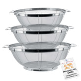 US Kitchen Supply 3-piece stainless steel colander set with handles for rinsing and draining