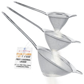 U.S. Kitchen Supply conical strainer set in 3-inch size for precise straining.