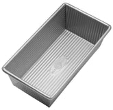 USA Pan loaf pan front view in aluminized steel for even baking
