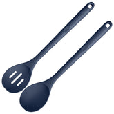 U-Taste solid spoon in midnight blue, heat resistant for safe high-heat cooking.