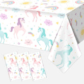 Utolily unicorn tablecloth 3-pack ready for quick party setup and cleanup.