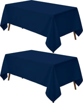 Utopia Kitchen navy rectangle table cloth, 60x102, ideal for elegant indoor or outdoor dining.