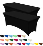 Utopia Kitchen spandex tablecloth 6ft black shows secure fit and smooth surface