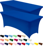 Utopia Kitchen spandex tablecloth 6ft royal blue 2-pack for a snug fit.