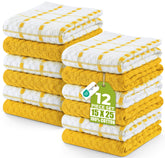 Utopia Towels kitchen towels 12-pack in grey and white dobby weave for daily cleaning