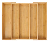 Utoplike bamboo expandable drawer organizer with five slots for tidy silverware