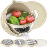 UTTKOJ 4-1 colander with bowl ready for quick rinsing of vegetables and grains.