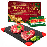 V TOWER defrosting tray with a large 14x8 surface for quick thawing of frozen meat.