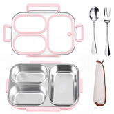 VACAID 25oz pink lunch kit with three-compartment bento for organized meals