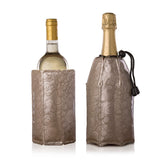 Vacu Vin rapid ice bottle cooler on bottle keeps champagne perfectly chilled for hours.