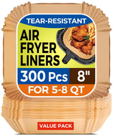 Vailnd 8-inch square air fryer liners pack protecting basket from grease