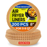 Vailnd 8-inch round air fryer liners in packaging for convenient daily use