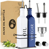 Vakoo front view of white and blue bottles showing neat countertop storage benefit