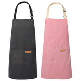 VALOME pink dual-pocket apron front view for easy tool access while cooking.