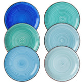 Vancasso Bonita Blue salad plates with swirl design enhance dessert presentation