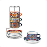 Vancasso espresso cups with saucers show bohemian patterns for a stylish morning ritual.