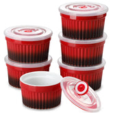 Vancasso 8oz ramkins with lid, top view for easy serving