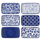 Vancasso Selene 8.5-inch rectangle plate with vintage blue floral design for meals