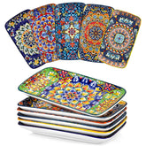 Vancasso Simi rectangular plate with Bohemian pattern in vibrant colors for stylish dining.