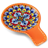 Vancasso orange spoon rest with boho design keeps utensils off the counter