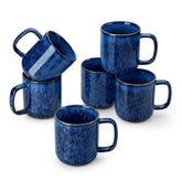 Vancasso STARRY mug close-up with blue glaze and unique kiln texture.