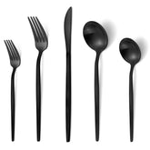 VANVRO matte black silverware set, 20-piece, balanced weight for comfortable dining